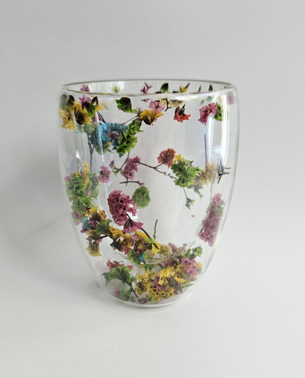 Склянка з подвійним дном 350мл скло з сухоцвітами