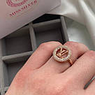 Срібна каблучка з фіанітами в позолоті LV "Софія", фото 5