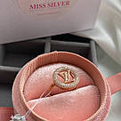 Срібна каблучка з фіанітами в позолоті LV "Софія", фото 4