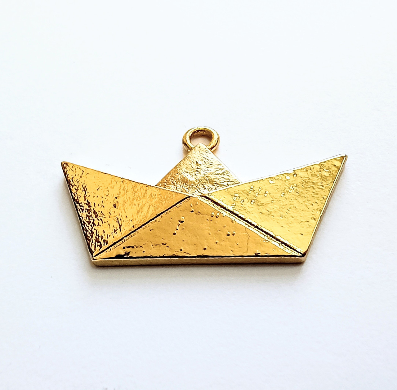 Підвіски металеві Finding Кулон паперовий кораблик орігамі Золотистий 31 мм x 18 мм