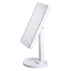 Настільне дзеркало з підсвічуванням 22 LED для макіяжу 21х16 см прямокутне на ніжці USB Біле