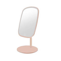 Настільне дзеркало з підсвічуванням 23х18 см для макіяжу на ніжці Рожеве
