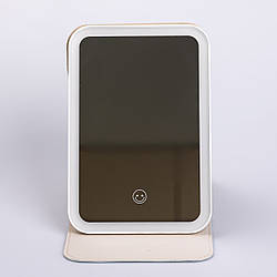 Дзеркало з лед підсвічуванням настільне складне 19.5х13.5 см косметичне для макіяжу Біле