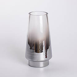 Скляна ваза для квітів 1.8 л декоративна прозора ваза для букета 25 см Сіра