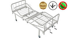 Ліжко медичне функціональне АТОН КФ-4-МП-БМ-К75 з металевими бильцями і колесами 75 мм