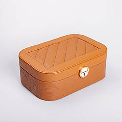 Скринька для прикрас з еко шкіри 2 яруси із замком органайзер для ювелірних виробів