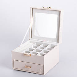 Скринька для прикрас з еко шкіри 2 яруси органайзер для ювелірних виробів