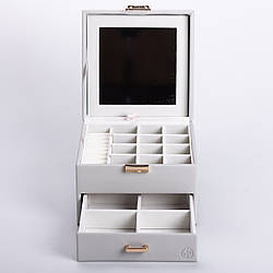 Скринька для прикрас з еко шкіри 2 яруси органайзер для ювелірних виробів