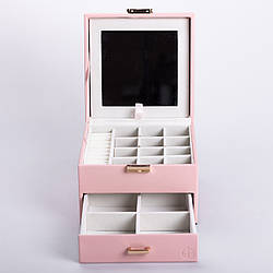 Скринька для прикрас з еко шкіри 2 яруси органайзер для ювелірних виробів