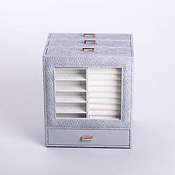 Скринька для прикрас з еко шкіри 3 яруси органайзер для ювелірних виробів