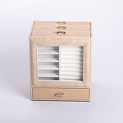 Скринька для прикрас з еко шкіри 3 яруси органайзер для ювелірних виробів