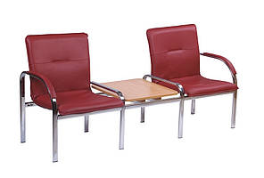 Стілець секційний Staff-2 Т chrome soft столик дсп бук екошкіра V-25 (Новий Стиль ТМ)