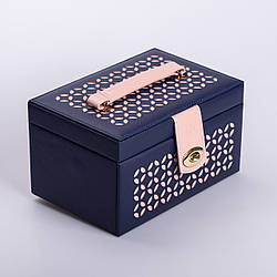 Скринька для прикрас з еко шкіри 3 яруси з дзеркалом органайзер для ювелірних виробів