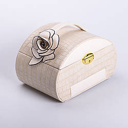 Скринька для прикрас з еко шкіри 3 яруси із замком органайзер для ювелірних виробів