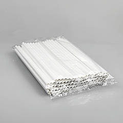 Паперові трубочки для напоїв, 6 мм x 197 мм, білий колір, 100 шт.