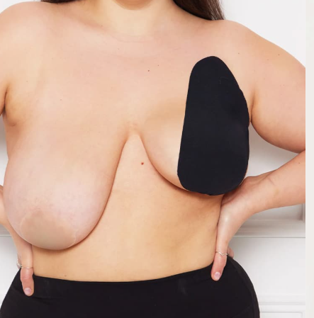 Накладки на грудях, клейкі тійпи на груди чорні 14/21 см