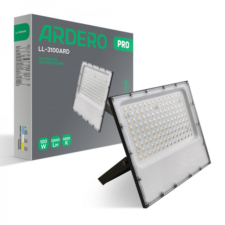 Світлодіодний прожектор Ardero LL-3100ARD PRO 100 Вт 6500 K сірий, фото 1