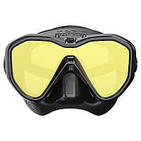 Маска для дайвінгу Seac ITALICA чорна силікон чорний лінзи дзеркально-жовті (0750053004521A)