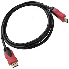 Шнур HDMI TCOM, штекер — штекер, Vers-1.4, Ø 6 мм, gold, 1.5 м, червоно-чорний