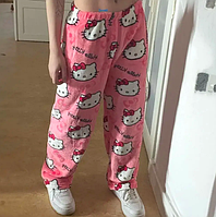 Піжамні плюшеві Штани Hello Kitty хелоу кітті рожеві розмір M