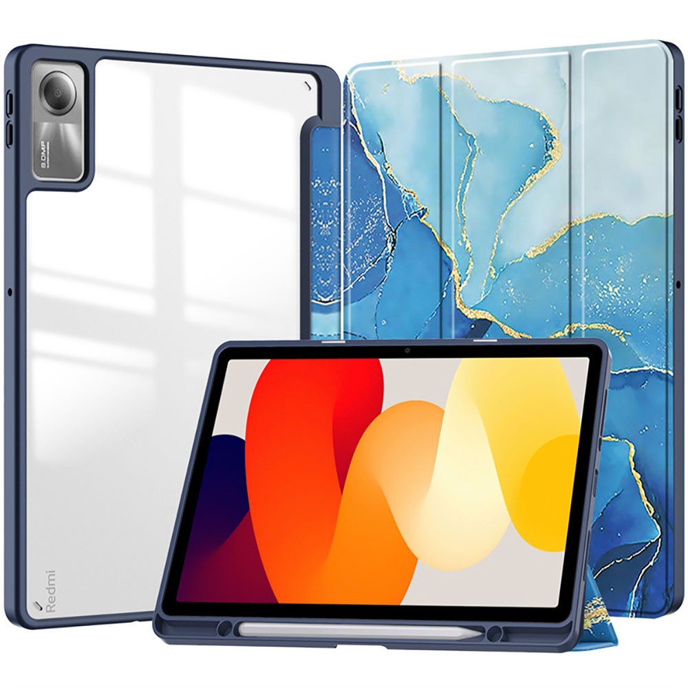 Чохол Galeo Hybrid Case with Stylus Holder для Xiaomi Redmi Pad SE 11" Blue Marble, фото 1