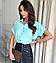 Жіноча літня блузка з коротким рукавом легка вільна креп-жатка, бірюзова, біла, чорна, рожева, фото 7