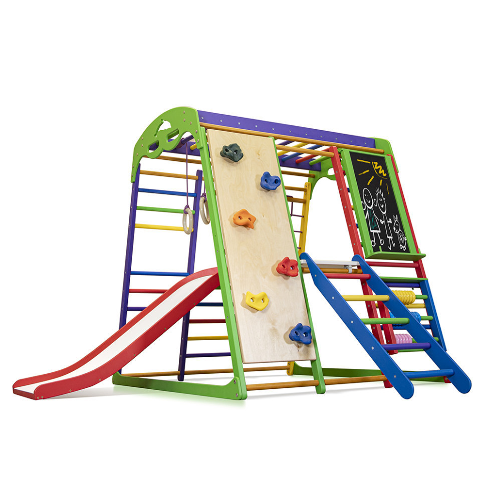 Спортивний дерев'яний комплекс "Юнга Plus 5" різнокольоровий з мольбертом, (SportBaby), фото 1