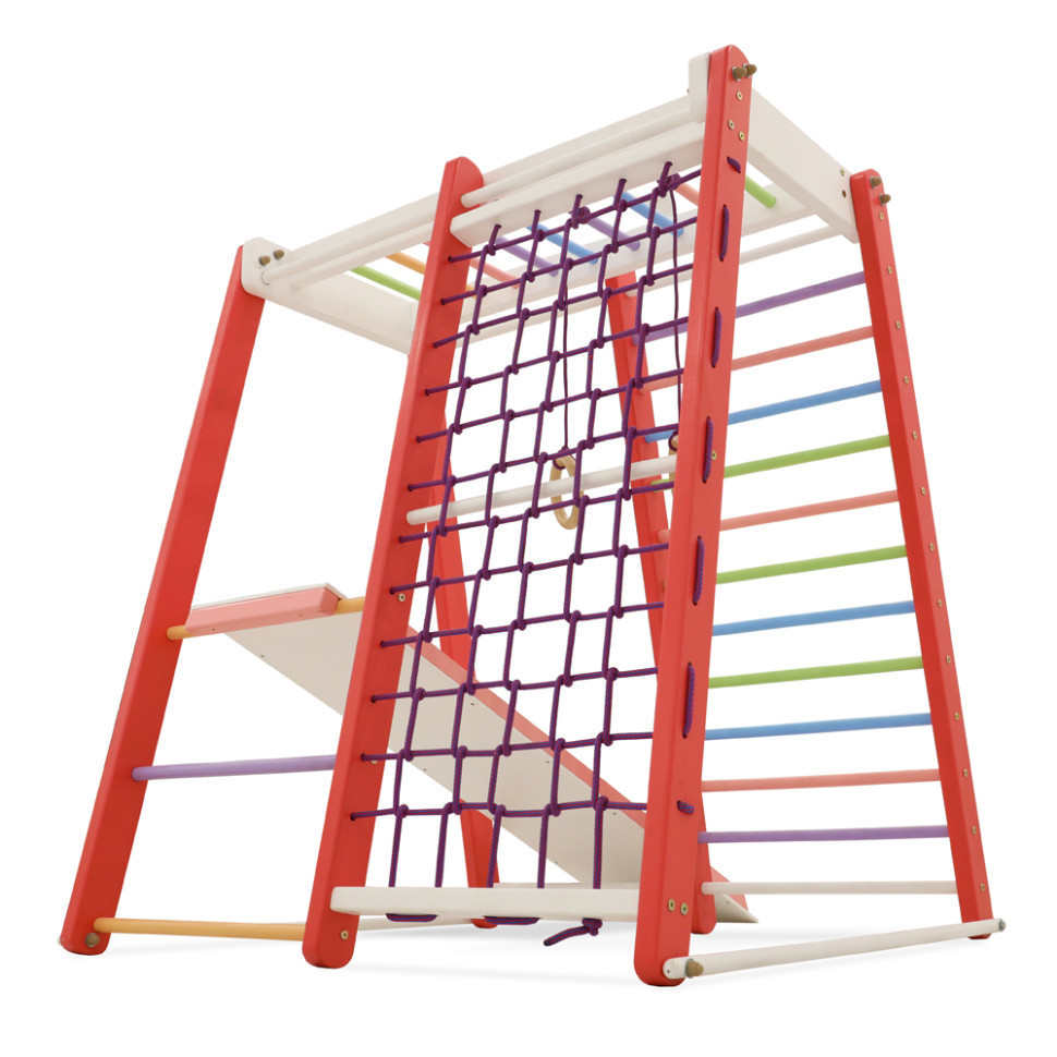 Спортивний дерев'яний комплекс «Крихітка-3 Pink» різнокольоровий, (SportBaby), фото 1