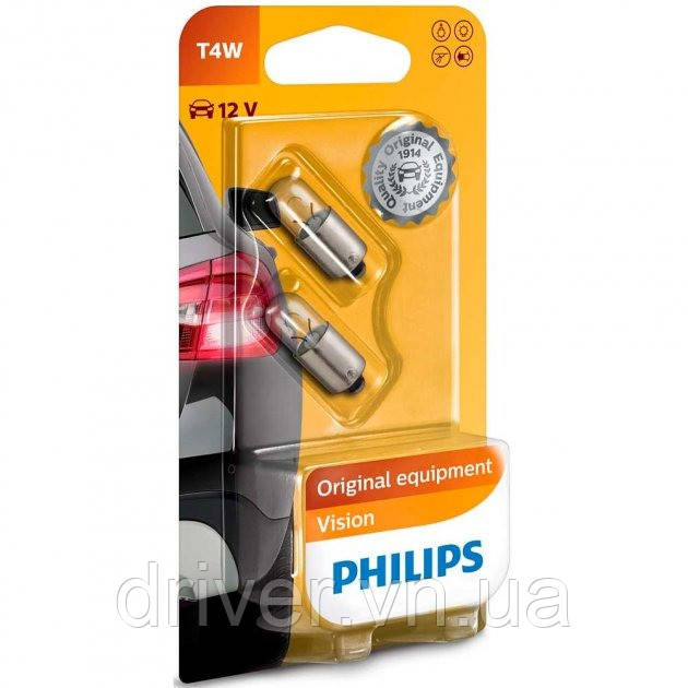 Автолампа T4W Standard 12V 4W BA9s - блистер 2шт, (12929B2), фото 1