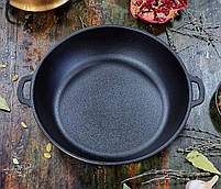 Глибока жаровня сковорода-смаження діаметром 28 см майстерня чавунна сковорода сотейник з литою ручкою для м'яса відкритого вогню