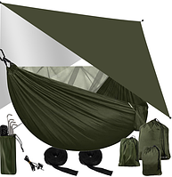 Гамак з брезентом та москітною сіткою 260x140 см, + кріплення