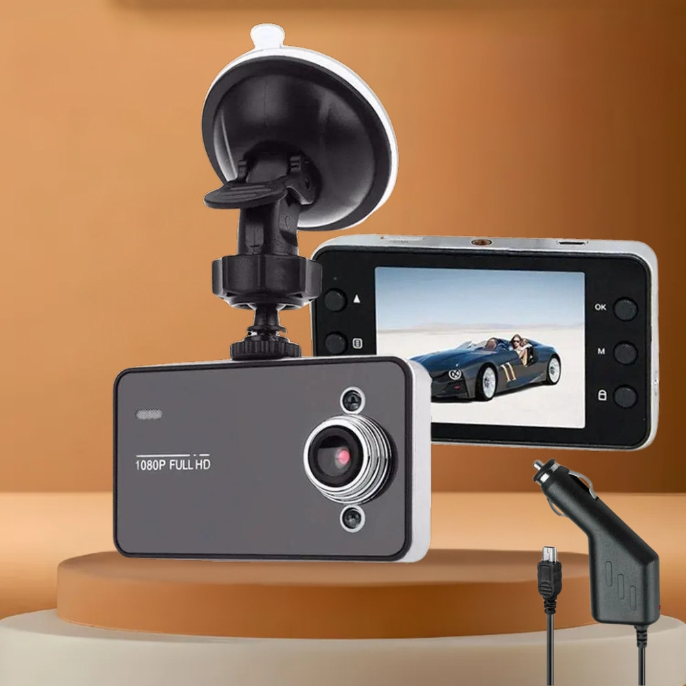 Відеореєстратор автомобільний DVR K6000 FullHD з дисплеєм та нічним баченням від прикурювача для авто