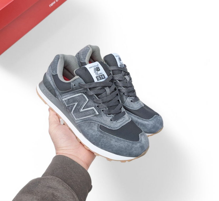 Чоловічі кросівки New balance 574 Gray Encap Nb взуття Нью Беланс світло сірі замш текстиль весна осінь