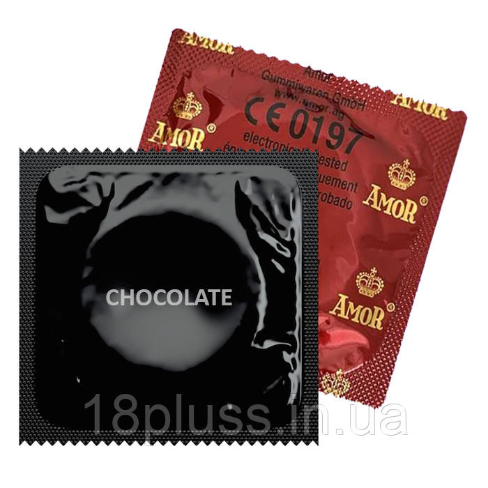 Чорний презерватив з ароматом шоколаду Amor Chocolate, 1 шт., фото 1