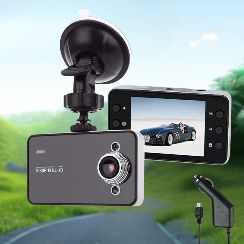 Автомобільний відеореєстратор DVR K6000 FullHD з дисплеєм та нічним баченням реєстратор від прикурювача