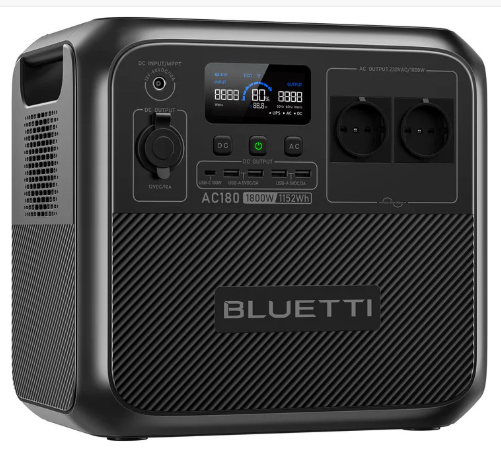 Зарядна станція Bluetti  AC180 (AC180) 1152 Вт·год Black 12 В (LiFePO4, Input: USB Type-C/мережа, Output: Підключення пристроїв, Ш