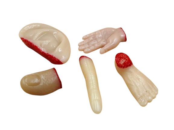 Частини тіла гумові (свіш) для декору (12 шт) ABC Гелловін