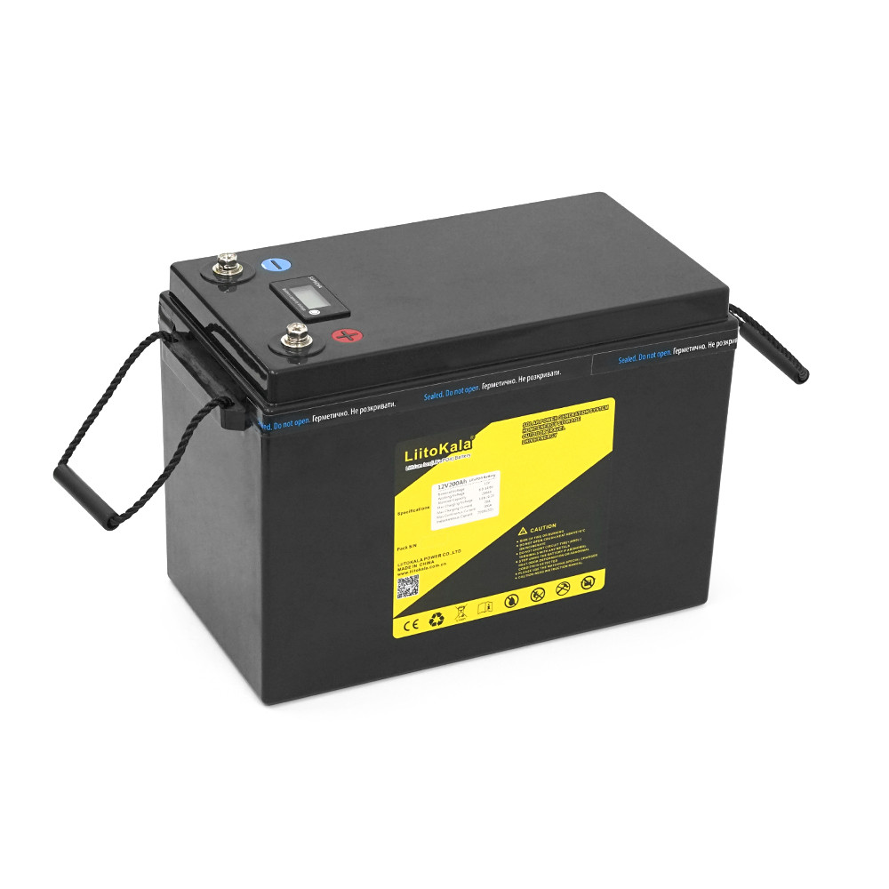 Акумуляторна батарея LiitoKala LiFePO4 12,8V 200Ah BMS(20(100)/200A) з LCD дисплеєм (355 * 180 * 245mm), 16kg, фото 1