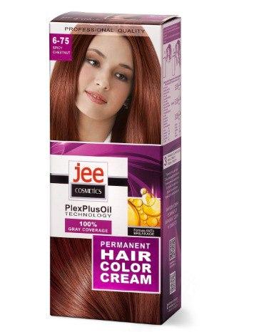 Стійка крем-фарба для волосся JEE COSMETICS №6-75 Пряний каштан, фото 1