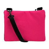 Чоловіча сумка через плече мала, рожева, з патч панеллю, матеріал Оксфорд, фото 8