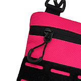 Чоловіча сумка через плече мала, рожева, з патч панеллю, матеріал Оксфорд, фото 5