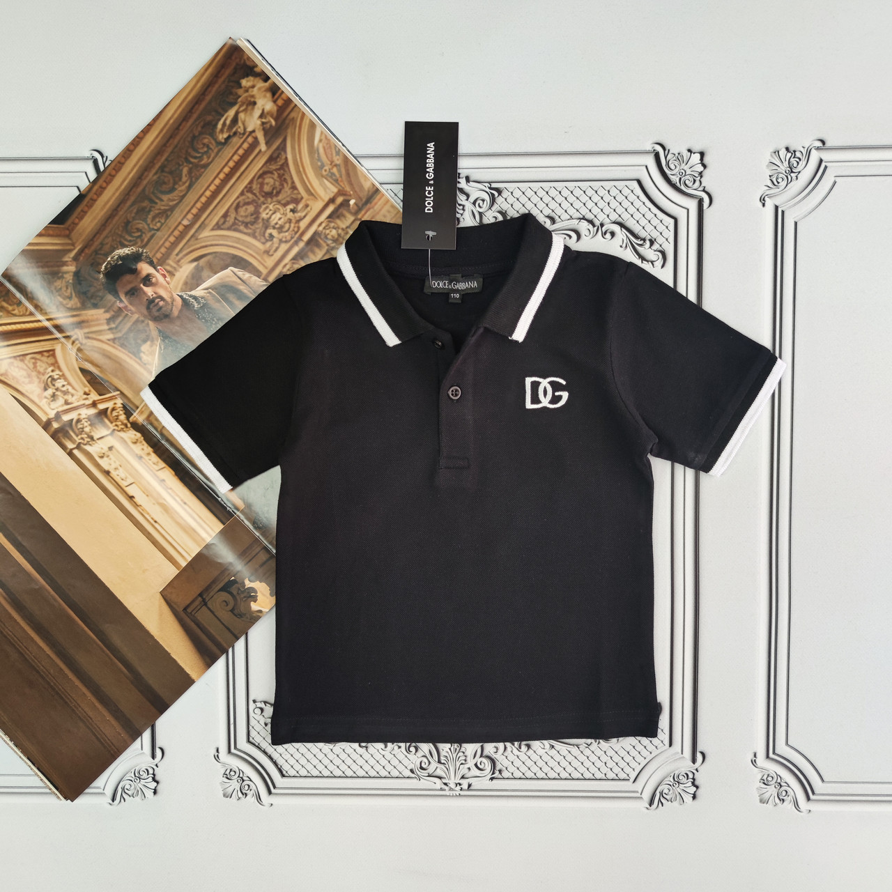 Підліткова чорна футболка поло Дольче