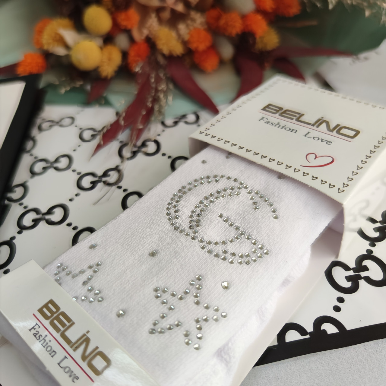 Білі колготки для дівчинки зі стразами Гуччі