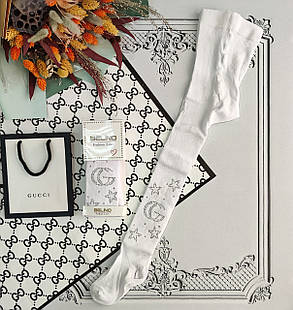 Білі колготки для дівчинки зі стразами Гуччі, фото 2