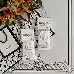 Білі колготки для дівчинки зі стразами Гуччі, фото 3