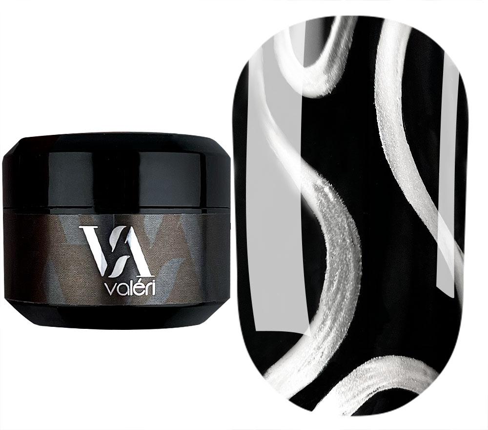 Гель-краска для дизайна ногтей Valeri Silver Metal Gel 5 мл Серебристый - фото 1 - id-p2672189879
