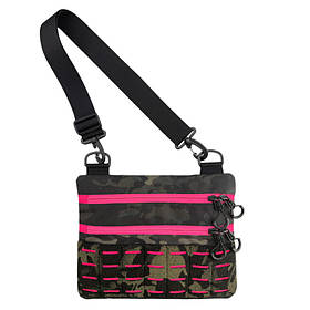 Сумка кобура через плече, тактична Cordura Multicam Black з рожевими вставками, велкро black multicam