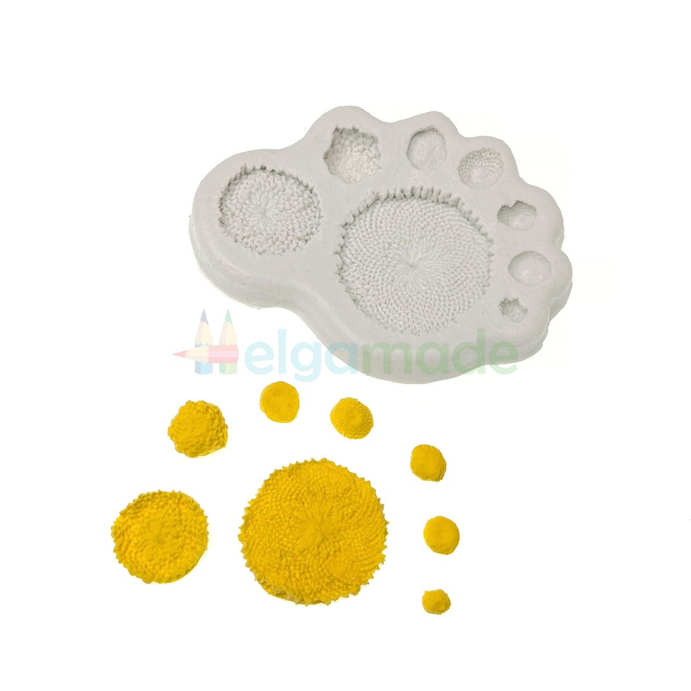 Молд силіконовий СЕРЕДИНКИ СОНЯШНИКА (ромашки, маргаритки), 11х8 см, фото 1