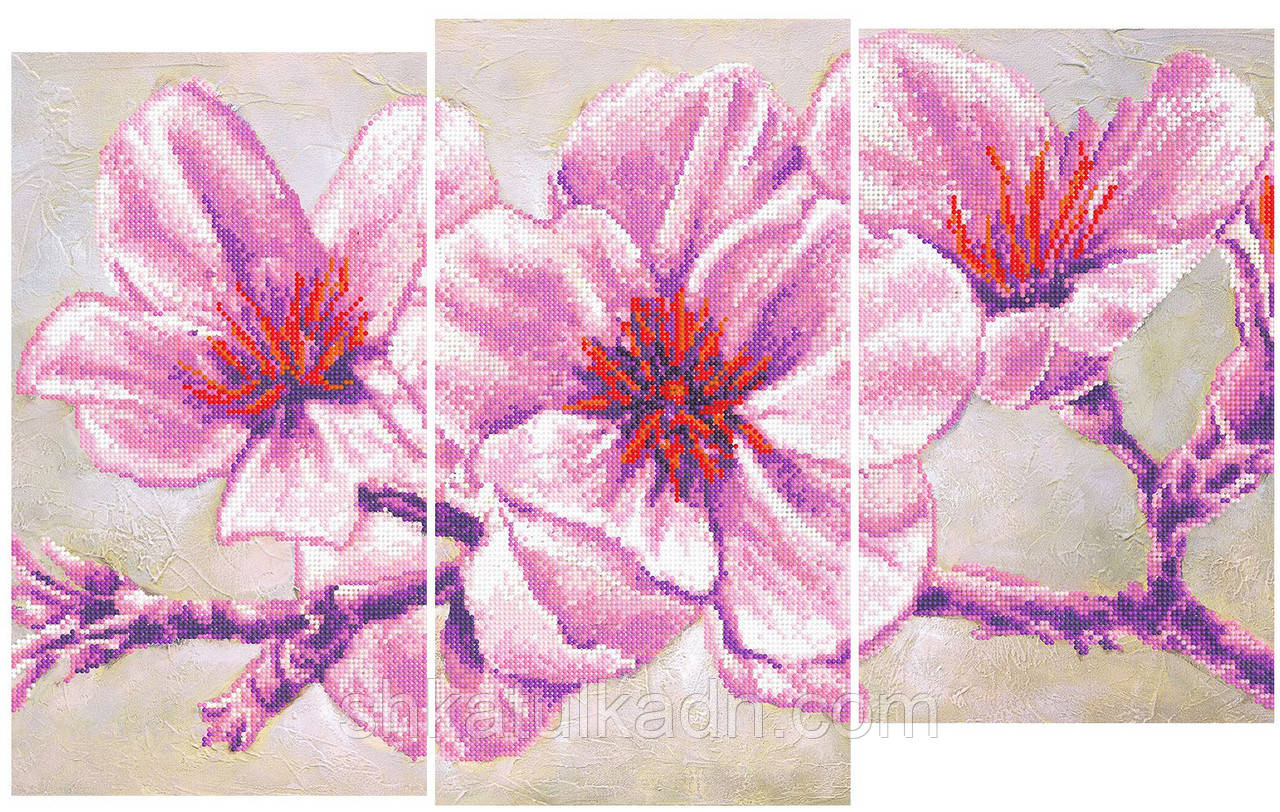 Схема для вишивання бісером Гілка сакури триптих, фото 1