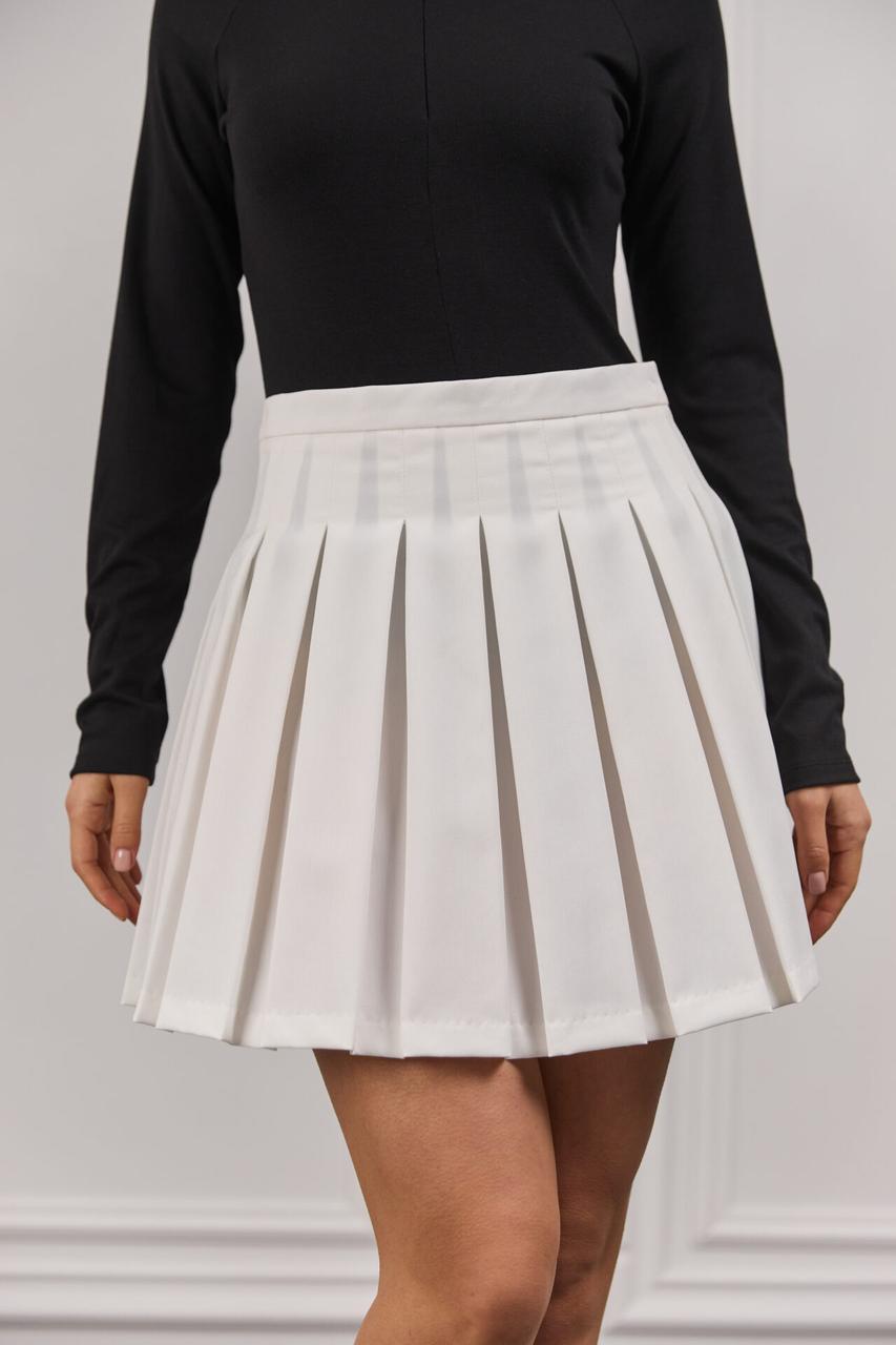 Біла тенісна спідниця складки коротка на замку 42 біла, фото 1
